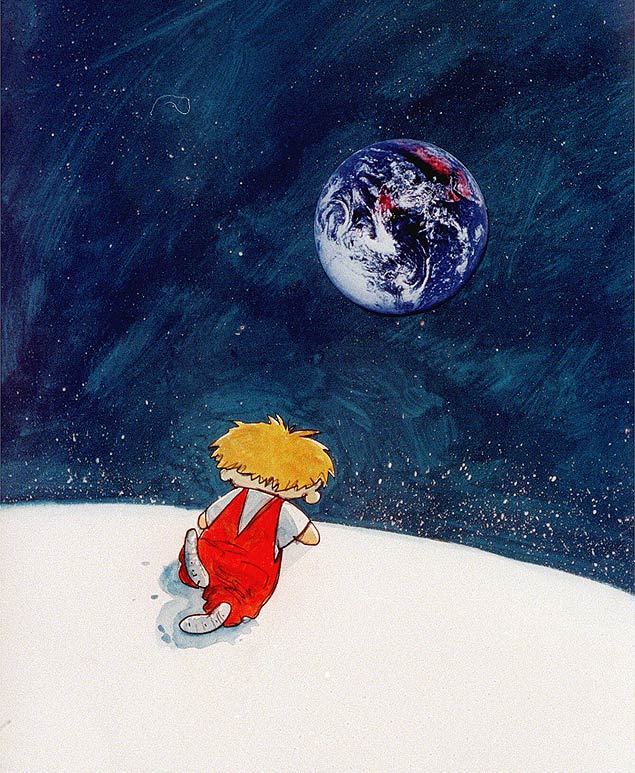 Ilustrao do livro infantil "Histrias de um Pequeno Astronauta", feita por Orlando Pedroso. [FSP-Folhinha-08.11.97]*** NO UTILIZAR SEM ANTES CHECAR CRDITO E LEGENDA***