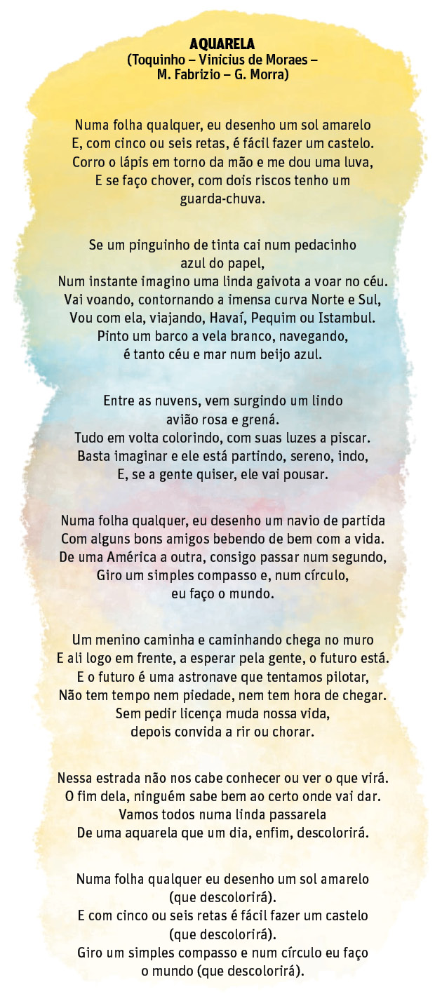 Letra da música Aquarela, composta pelo Toquinho.