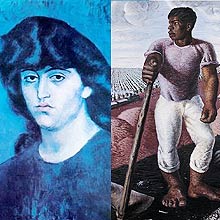 "O Retrato de Suzanne Bloch", de Picasso e "O Lavrador de Caf", obra de Cndido Portinari