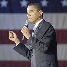 O democrata Barack Obama durante comcio de campanha no Estado da Carolina do Sul