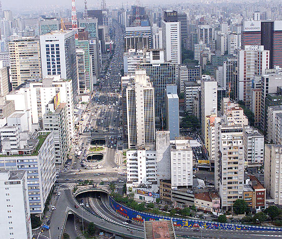 Vista area da avenida Paulista, na regio central de So Paulo 