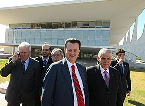 Líderes do PSD após reunião com Dilma no Palácio do Planalto