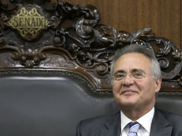 Brazil's Senate leader Renan Calheiros attends a meeting with trade unionists in the Federal Senate, in Brasilia, Brazil, Wednesday, Dec. 7, 2016. Brazil's top court is set to decide whether Calheiros will keep his post amid trial on corruption charges. On Monday, Justice Marco Aurelio Mello ruled that the Senate president should be removed from the leadership role while he stands trial on corruption charges. Calheiros refused to recognize the decision, raising the specter of a constitutional crisis. (AP Photo/Eraldo Peres) ORG XMIT: ERA108