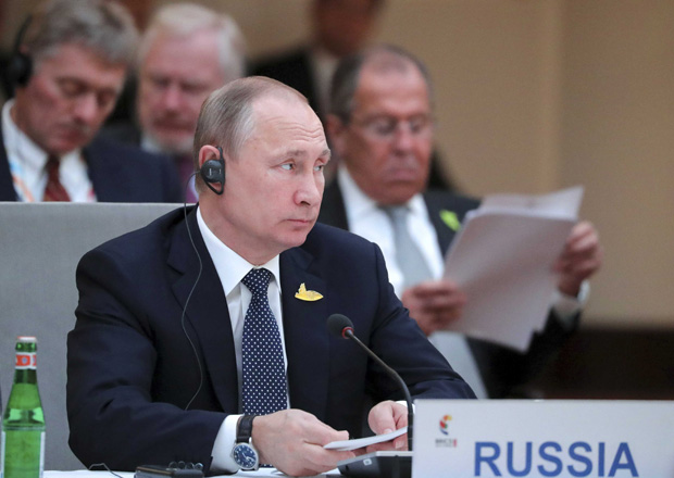 O presidente da Rssia Vladimir Putin durante encontro dos lderes dos Brics