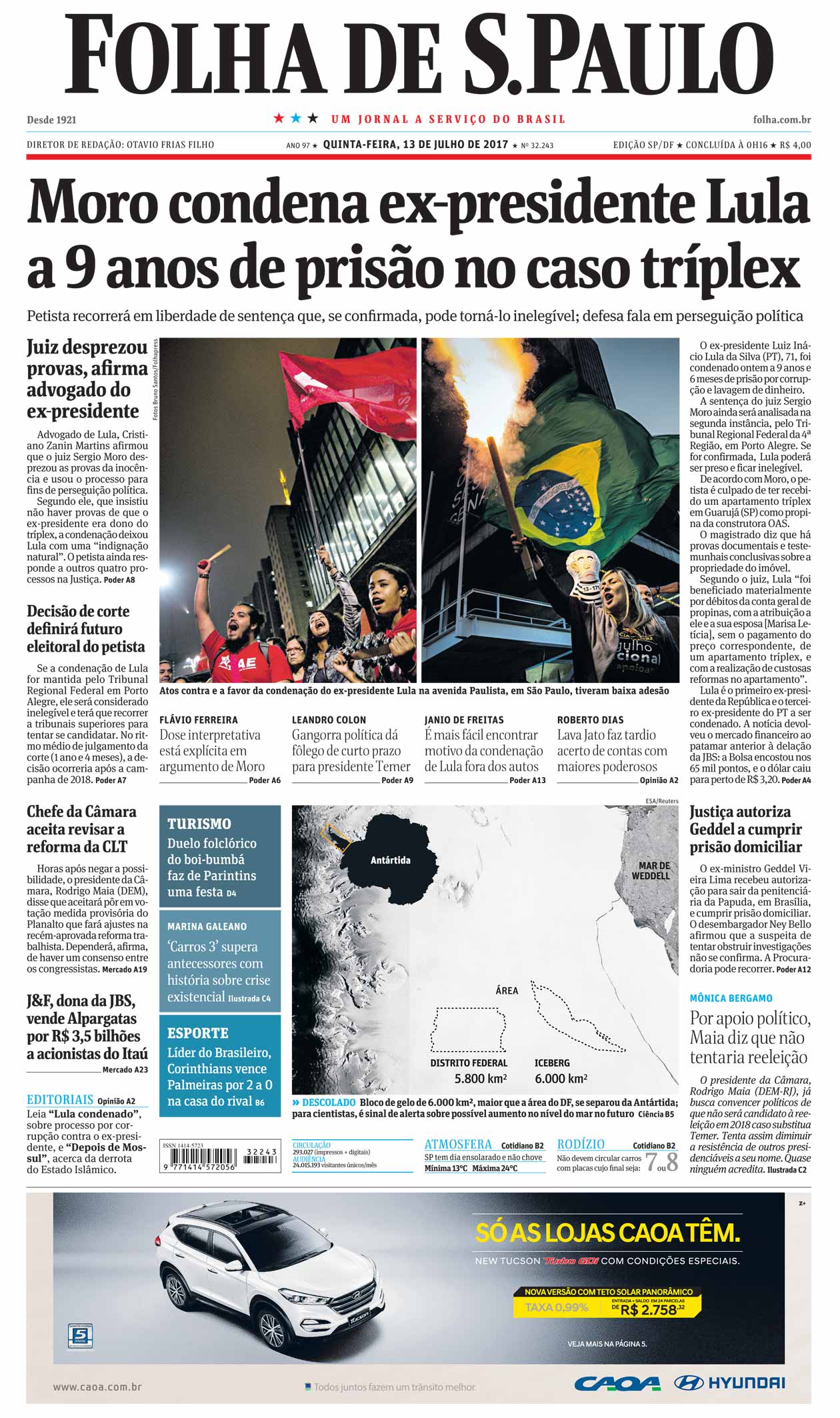 Capa Folha de S.Paulo - Edição São Paulo