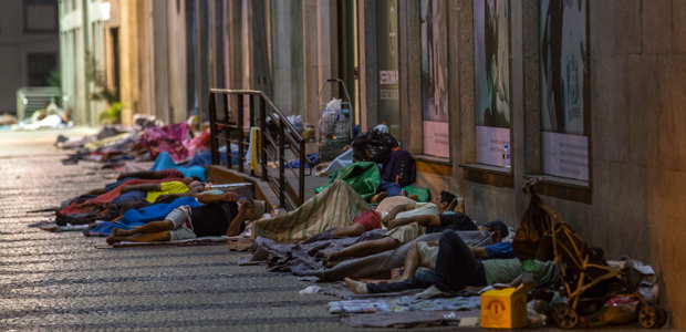 Moradores de rua no centro do Rio de Janeiro