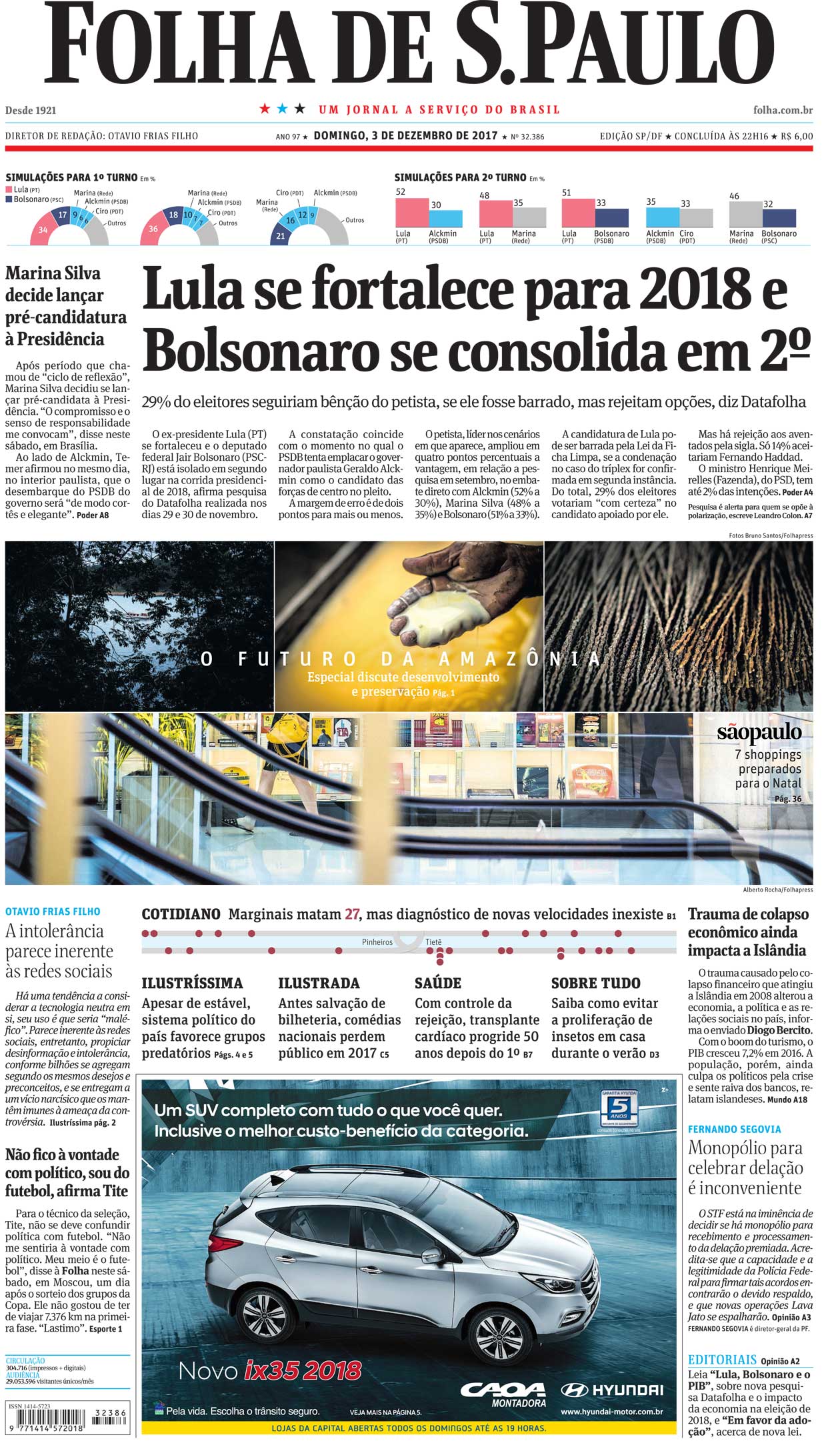 Capa Folha de S.Paulo - Edição São Paulo