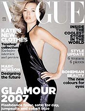 Capa da edio britnica da Vogue de abril com supermodel Kate Moss