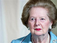 Antiga primeira ministra britnica Margaret Thatcher, conhecida como "Dama de Ferro"