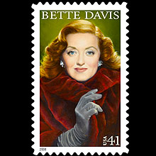 Imagem mostra o selo com a atriz Bette Davis lançado em dezembro de 2007