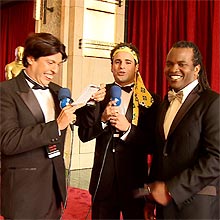 Vesgo, Silvio e Sal Masekela, na festa do Oscar