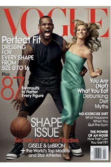 Jogador da NBA LeBron James posa com Gisele Bndchen para "Vogue"