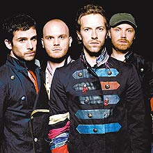 Os integrantes do Coldplay, uma das bandas que lidera as indicaes ao Grammy 2009