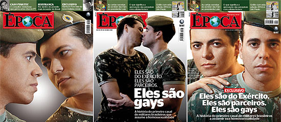 Trs opes de capa consideradas pela revista "poca"; venceu a do lado direito, sem o beijo nem sugesto dele