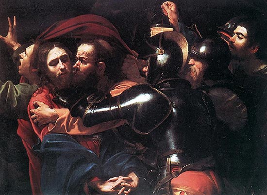 Quadro "O Beijo de Judas", de Caravaggio; restos mortais do pintor serão expostos pela primeira vez