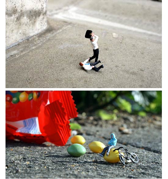Artista britnico Slinkachu faz instalaes em miniatura nas ruas de Londres; veja vdeo