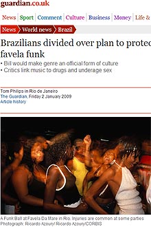 Reproduo da reportagem do "The Guardian" sobre funk carioca