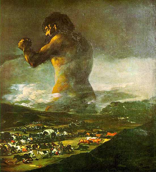 "O Colosso" teria sido pintado por Asensio Julia, um discípulo de Goya, na época em que tropas de Napoleão invadiram a Espanha; museu apontou pobreza de técnica, luz e cores em comparação com obras autênticas