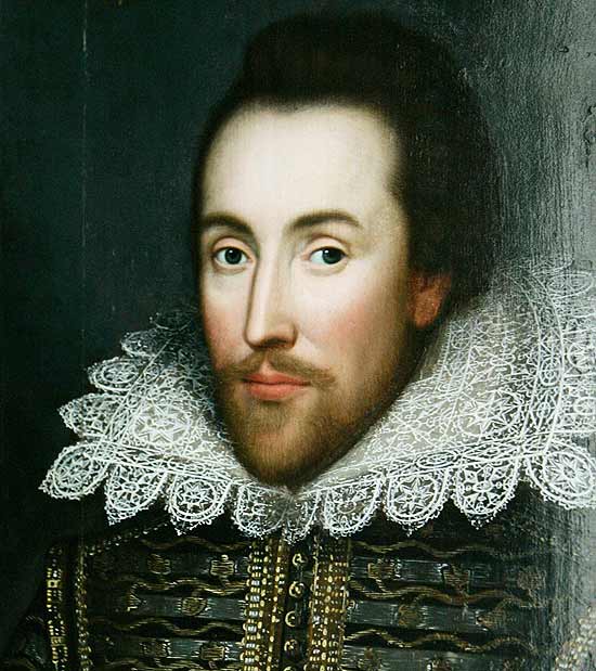 Retrato de William Shakespeare (1564-1616), possivelmente o nico produzido durante sua vida 