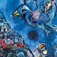 Detalhe da tela "Vilarejo com Cavalo Verde ou Viso sob a Lua Negra", de Marc Chagall