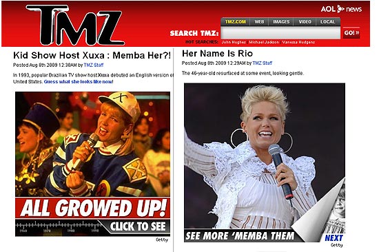 Site especializado em celebridades TMZ compara fotos de Xuxa em décadas diferentes