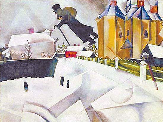 "Estudo sobre Vitebsk" (1915-20), de Marc Chagall; que usou sua experincia em Paris para desconstruir sua cidade natal