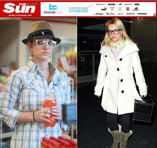 Britney Spears adotou grandes óculos para compor o visual