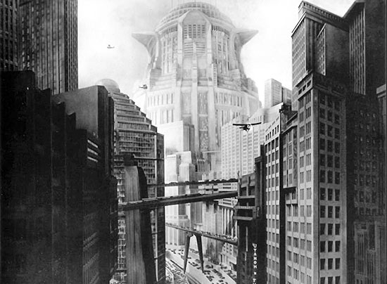 Cidade futurista imaginada pelo diretor Fritz Lang em "Metropolis"