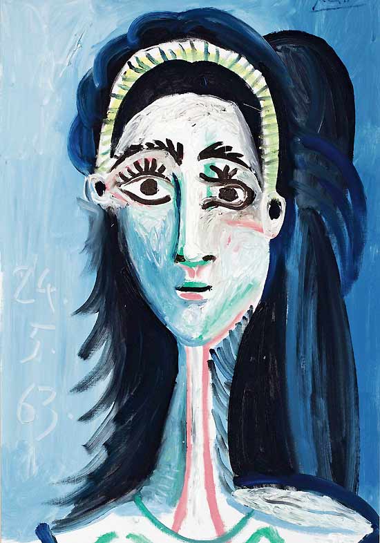 O quadro "Tete de la Femme" (Jacqueline), do espanhol Pablo Picasso, que será um dos quadros leiloados pela Christie's em Londres