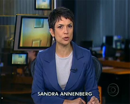 A  jornalista Sandra Annemberg, do "Jornal Hoje", cujos  comentários causaram estranheza em parte do público do Twitter