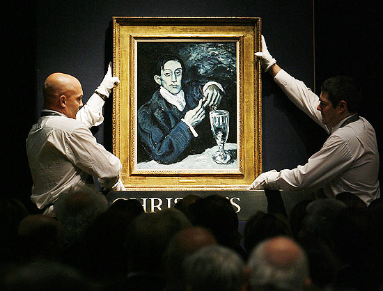 Quadro de Pablo Picasso durante o leilo na Christie's nesta quarta-feira