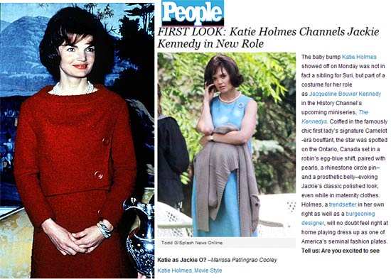 Jacqueline Kennedy e a verso de Katie Holmes com barriguinha de grvida