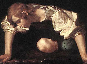 Reproduo da pintura "Narciso", de Caravaggio