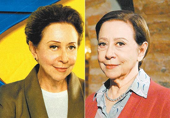 Fernanda Montenegro , 80, estrela da novela "Passione" (à dir.), teve sua imagem "recauchutada" em propaganda do Banco do Brasil (à esq.)