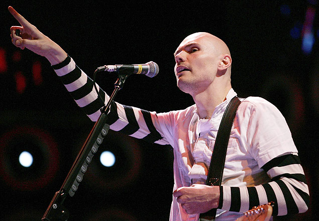 O líder da banda norte-americana Smashing Pumpkins, Billy Corgan, uma das principais atrações do festival de rock Planeta Terra