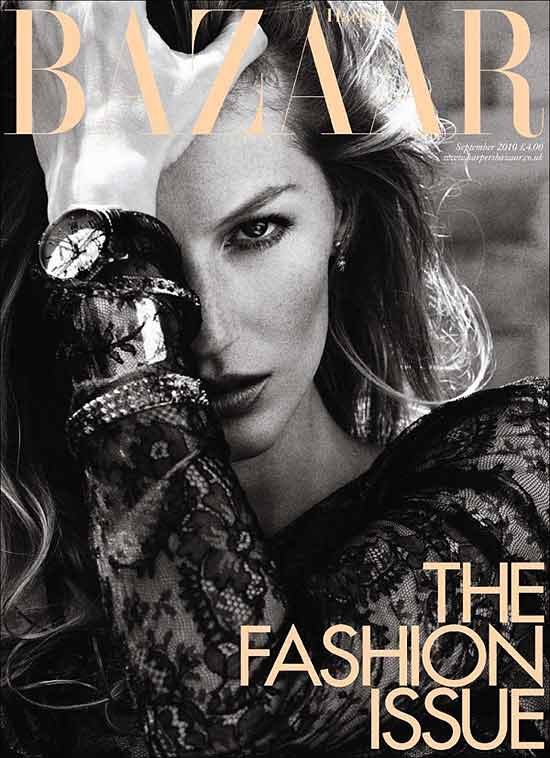A modelo brasileira Gisele Bndchen na capa da edio de setembro da Harper's Bazaar
