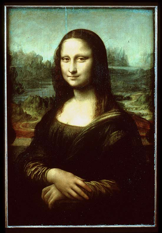 Mona Lisa, quadro de Leonardo da Vinci no Museu do Louvre em Paris, Frana