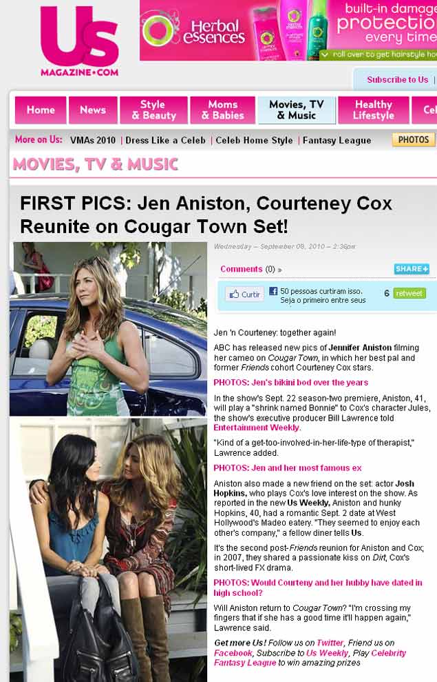 Jennifer Aniston e Courteney Cox se renem na srie "Cougar Town"