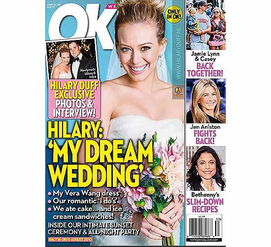 Capa da revista "Ok!" com a cantora Hilary Duff