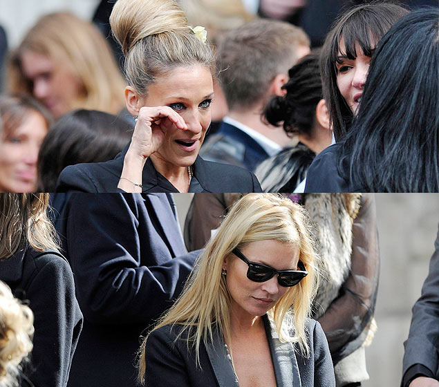 A atriz Sarah Jessica Parker (acima) e a top model Kate Moss (abaixo) prestam tributo ao estilista Alexander McQueen, morto em fevereiro