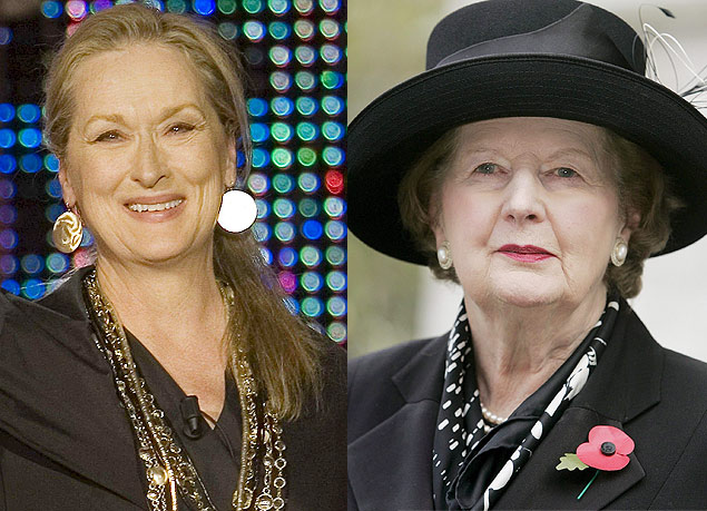 A atriz Meryl Streep e ex-primeira ministra britnica Margaret Tatcher