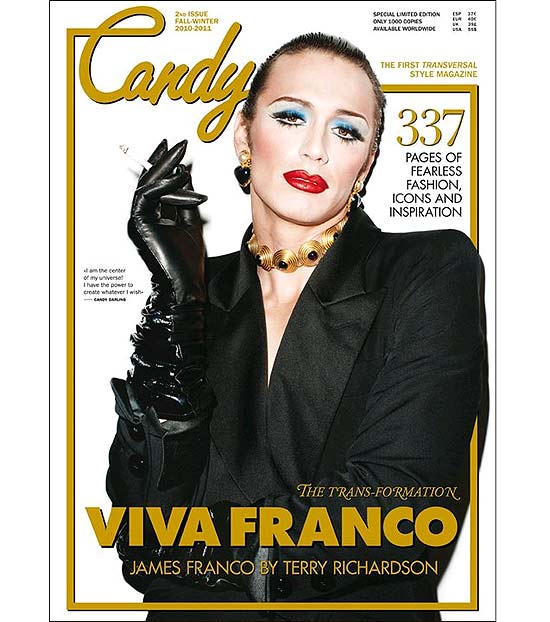 James Franco se veste de mulher na capa da revista "Candy" e fala sobre homossexualidade