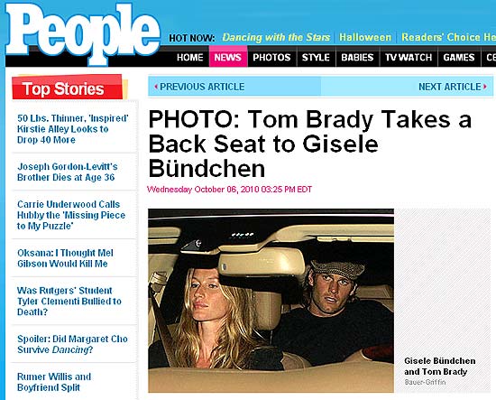 Gisele Bndchen e Tom Brady voltam separados no carro aps jogo de futebol