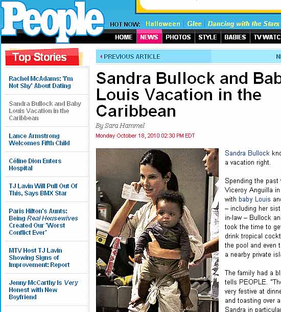 Sandra Bullock em frias no Caribe