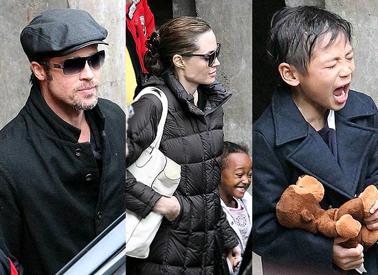 Brad Pitt, Angelina Jolie e Zahara e Pax em terma na Hungria