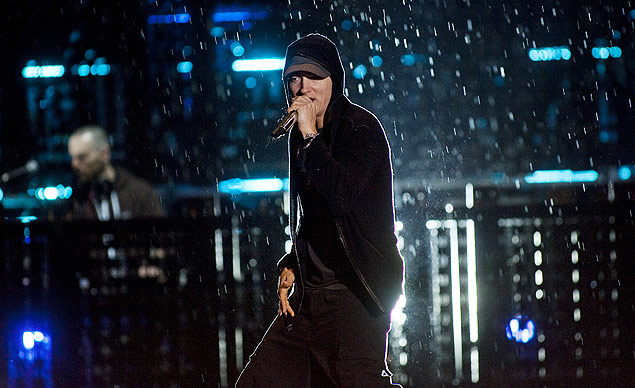 Eminem, uma das apostas da crtica no Grammy, durante o show que fez no Jockey Club em So Paulo