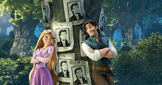Os personagens Rapunzel e Flynn em cena do filme de animao "Enrolados"