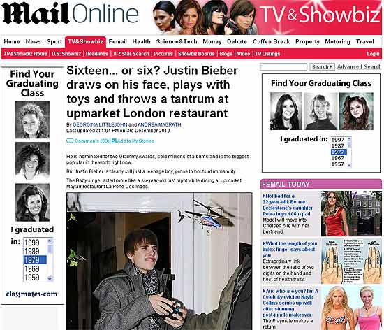 O cantor Justin Bieber brinca com helicóptero em restaurante em Londres