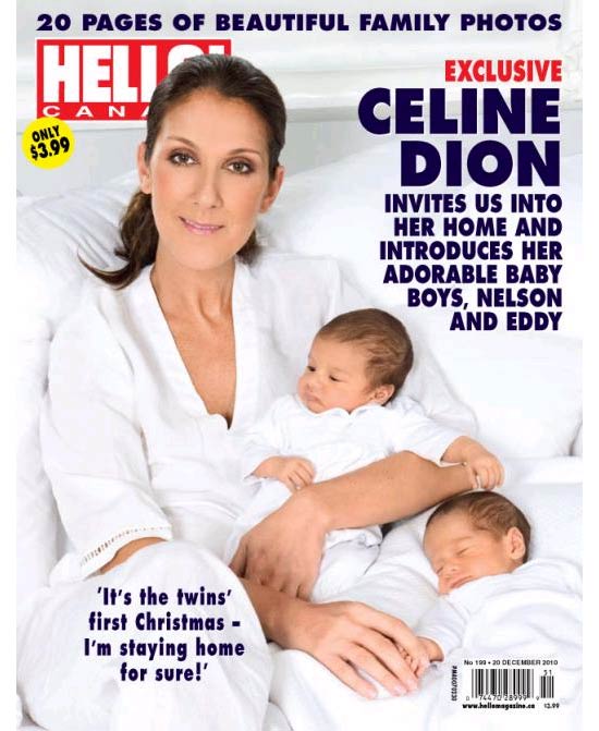 Celine Dion posa com os filhos Nelson e Eddy para capa da revista "Hello! Canada"