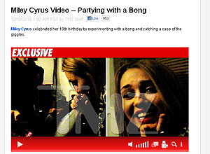 Vídeo mostra a cantora Miley Cyrus fumando cachimbo em festa cinco dias após completar 18 anos em Los Angeles